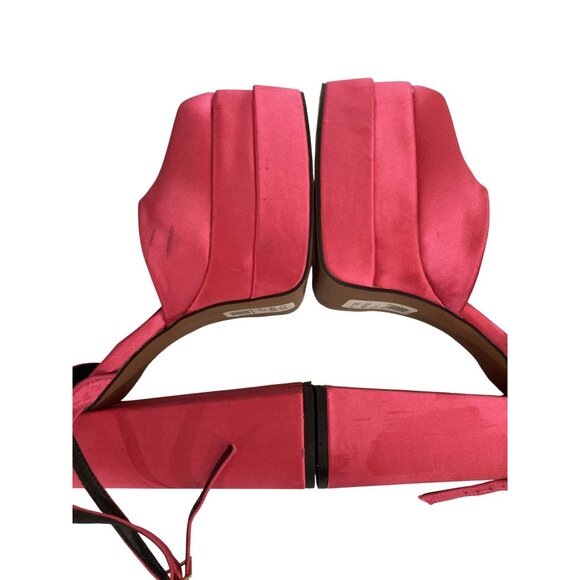 ASOS Diagram women's size 10 Pink Satin Platform Block Ankle Strap Heel Sandals - Picture 6 of 7